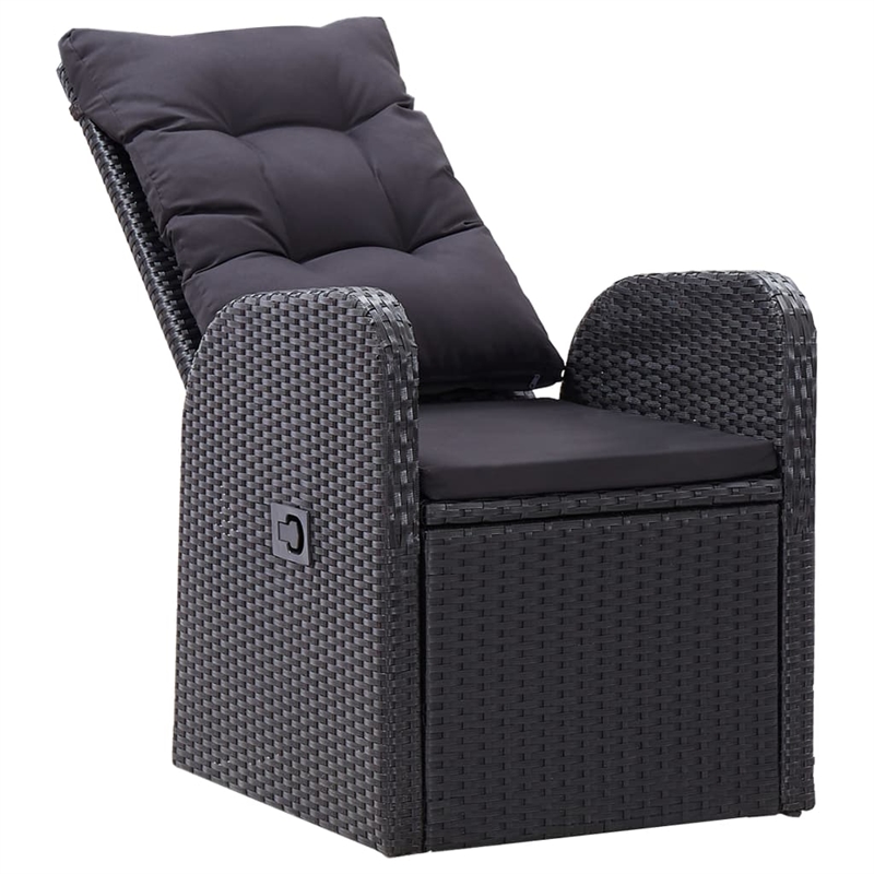Bowery Hill Solid Acacia Wood & PE Rattan Dining Set in Black