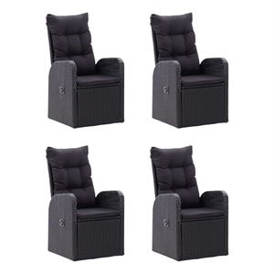 Bowery Hill Solid Acacia Wood & PE Rattan Dining Set in Black