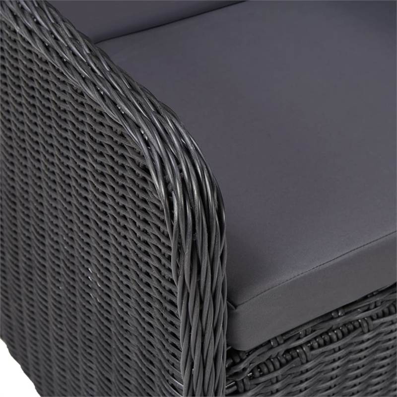 Bowery Hill Contemporary Dining Set in Black/Rattan/Dark Gray/Wood