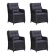 Bowery Hill Contemporary Dining Set in Black/Rattan/Dark Gray/Wood