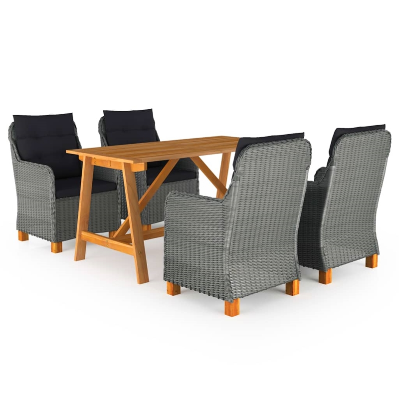 Bowery Hill Contemporary Weather-Resistant 5 Piece Dining Set in Light Gray