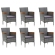 Bowery Hill Solid Acacia Wood/Powder-Coated Steel/PE Rattan Dining Set in Gray