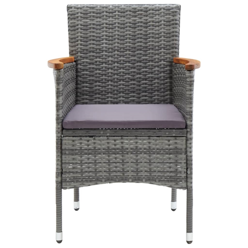 Bowery Hill Solid Acacia Wood/Powder-Coated Steel/PE Rattan Dining Set in Gray