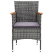 Bowery Hill Solid Acacia Wood/Powder-Coated Steel/PE Rattan Dining Set in Gray