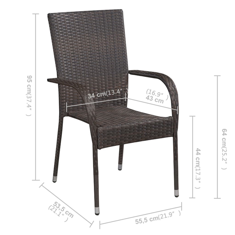 Bowery Hill Contemporary Solid Acacia Wood/PE Rattan Dining Set in Brown