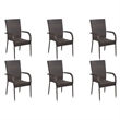 Bowery Hill Contemporary Solid Acacia Wood/PE Rattan Dining Set in Brown