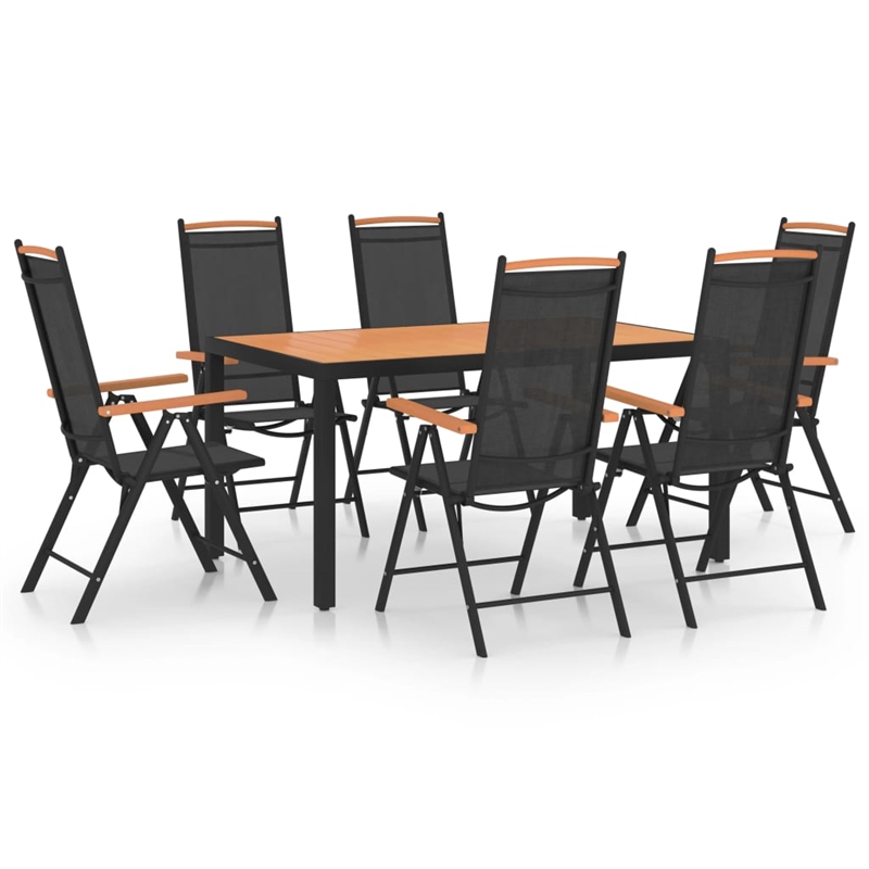 Bowery Hill Contemporary Powder-Coated Aluminum Dining Set in Black