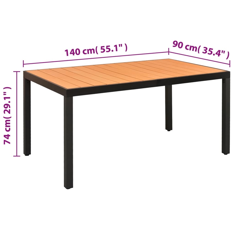 Bowery Hill Contemporary Powder-Coated Aluminum Dining Set in Black