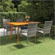 Bowery Hill Contemporary Solid Acacia Wood Stackable Dining Set in Gray