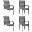Bowery Hill Contemporary Solid Acacia Wood Stackable Dining Set in Gray