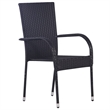 Bowery Hill Solid Acacia Wood/PE Rattan 7 Piece Stackable Dining Set in Black