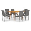 Bowery Hill Contemporary Solid Acacia Wood Stackable Dining Set in Gray