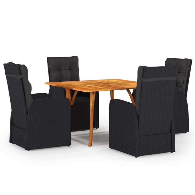 Bowery Hill Contemporary Weather-Resistant Dining Set in Black