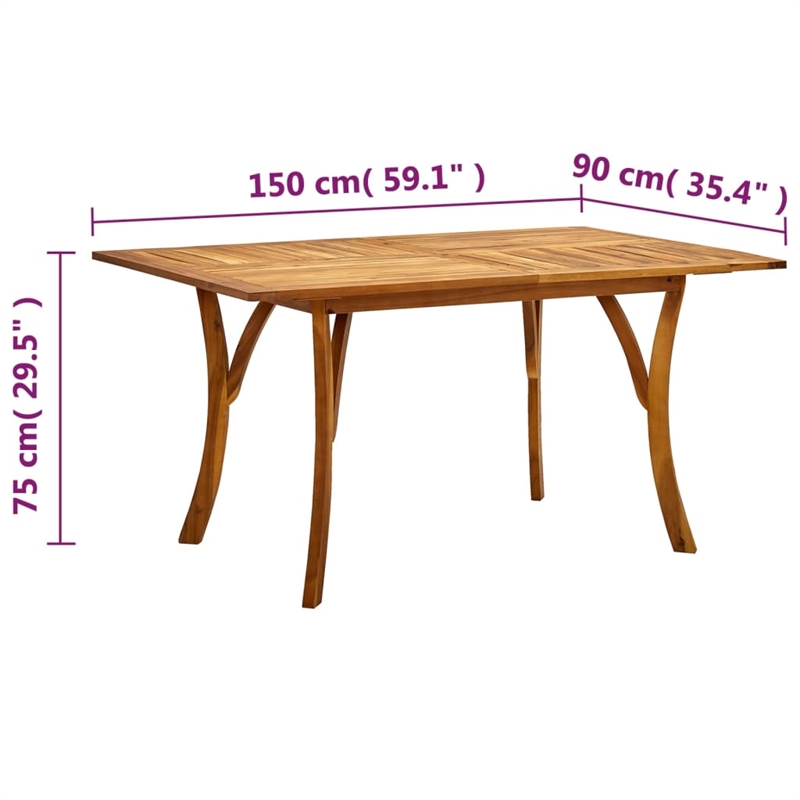 Bowery Hill Solid Acacia Wood Large Foldable Dining Set in Gray