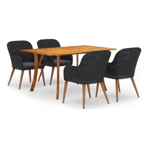 Bowery Hill Contemporary Weather-Resistant Dining Set in Black/Dark Gray