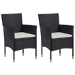 Bowery Hill Contemporary Synthetic Poly Rattan Dining Set in Black/Cream White