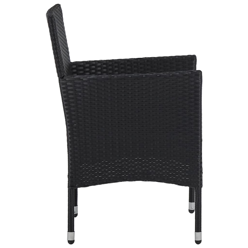 Bowery Hill Contemporary Synthetic Poly Rattan Dining Set in Black/Cream White