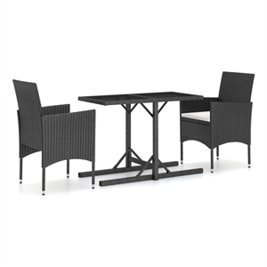 Bowery Hill Contemporary Synthetic Poly Rattan Dining Set in Black/Cream White