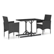 Bowery Hill Contemporary Synthetic Poly Rattan Dining Set in Black/Cream White