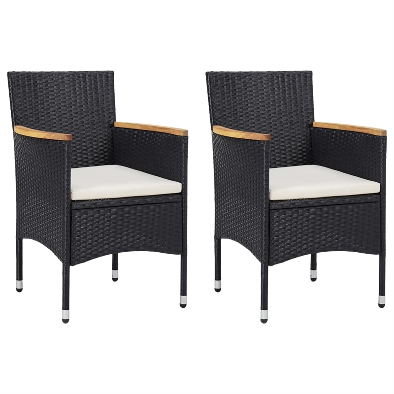 Bowery Hill Contemporary Synthetic Poly Rattan Dining Set in Black/Cream White