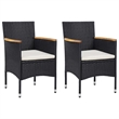 Bowery Hill Contemporary Synthetic Poly Rattan Dining Set in Black/Cream White