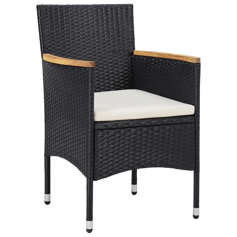 Bowery Hill Contemporary Synthetic Poly Rattan Dining Set in Black/Cream White