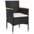 Bowery Hill Contemporary Synthetic Poly Rattan Dining Set in Black/Cream White