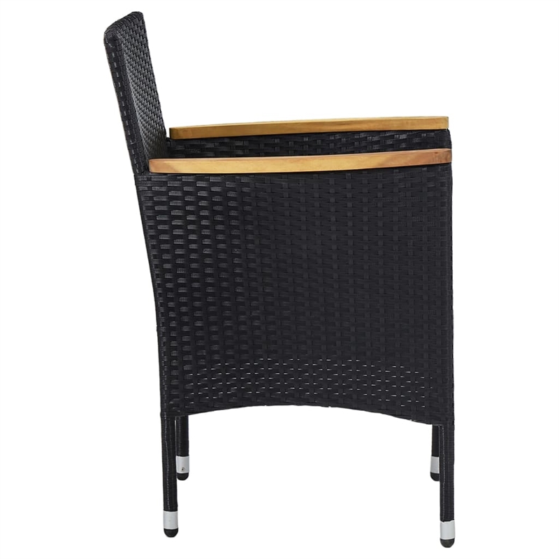 Bowery Hill Contemporary Synthetic Poly Rattan Dining Set in Black/Cream White