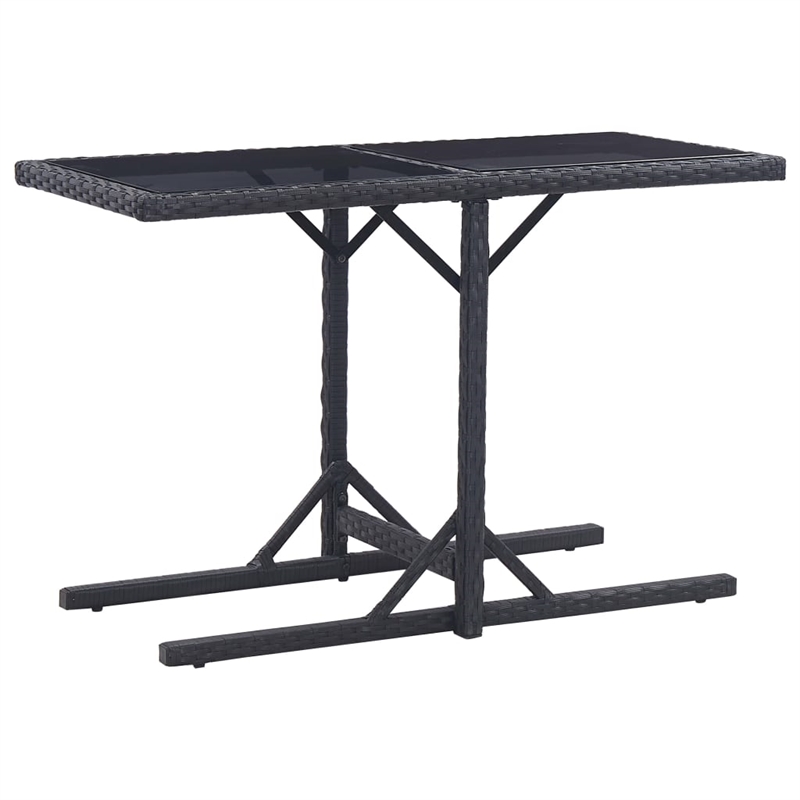 Bowery Hill Contemporary Synthetic Poly Rattan Dining Set in Black/Cream White