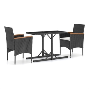 Bowery Hill Contemporary Synthetic Poly Rattan Dining Set in Black/Cream White