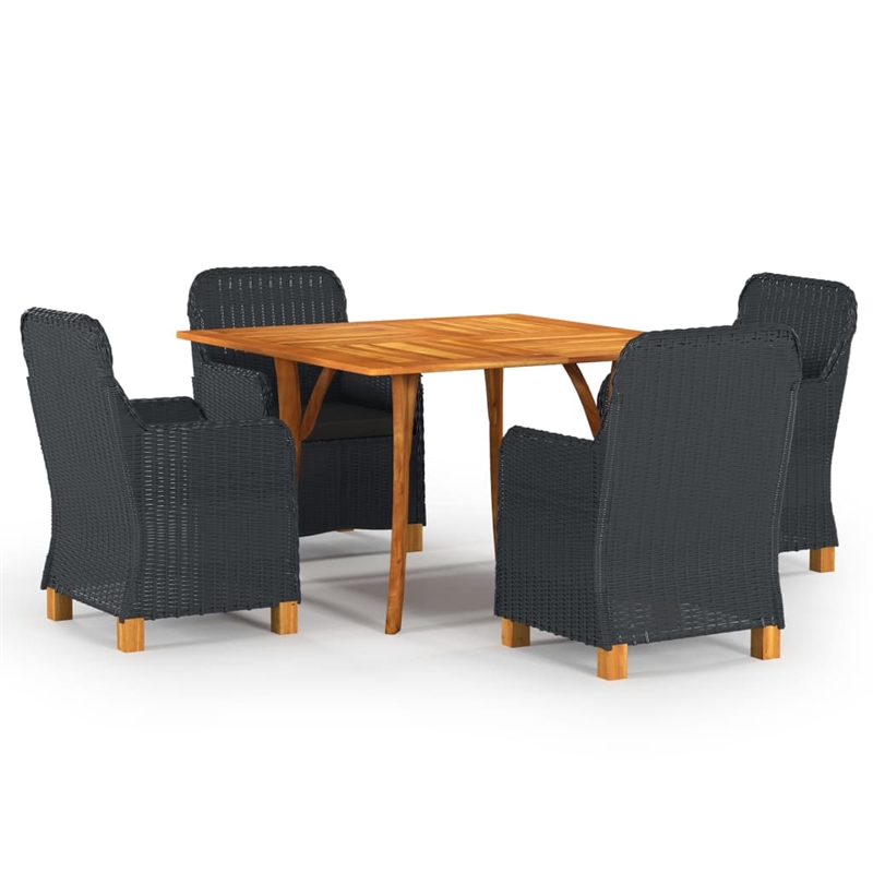 Bowery Hill Contemporary Weather-Resistant Dining Set in Dark Gray/Black