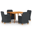 Bowery Hill Contemporary Weather-Resistant Dining Set in Dark Gray/Black