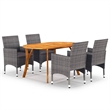 Bowery Hill Solid Acacia Wood/PE Rattan Medium Durable Dining Set in Gray
