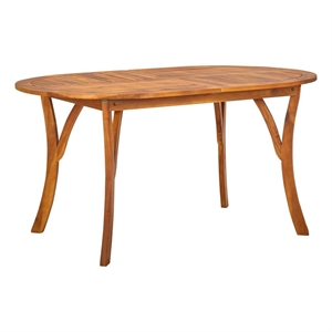 Bowery Hill Contemporary Solid Acacia Wood Medium Dining Set in Brown