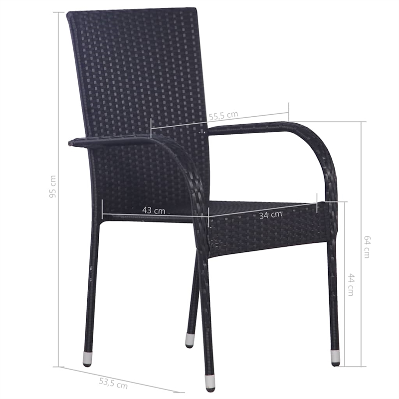 Bowery Hill Solid Acacia Wood & PE Rattan Dining Set in Black