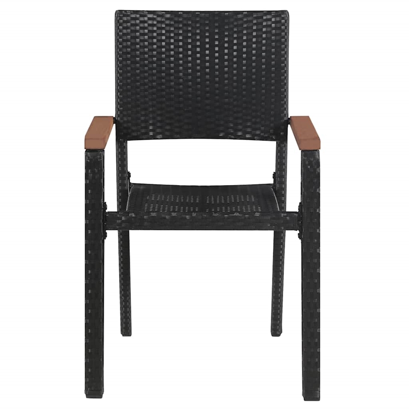 Bowery Hill Solid Acacia Wood & PE Rattan Dining Set in Black