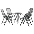 Bowery Hill Expanded Metal Mesh Compact Foldable Garden Dining Set Charcoal/Gray