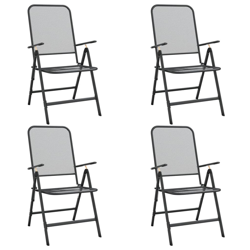 Bowery Hill Expanded Metal Mesh Compact Foldable Garden Dining Set Charcoal/Gray
