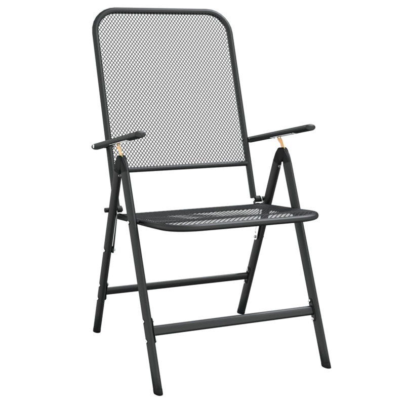 Bowery Hill Expanded Metal Mesh Compact Foldable Garden Dining Set Charcoal/Gray