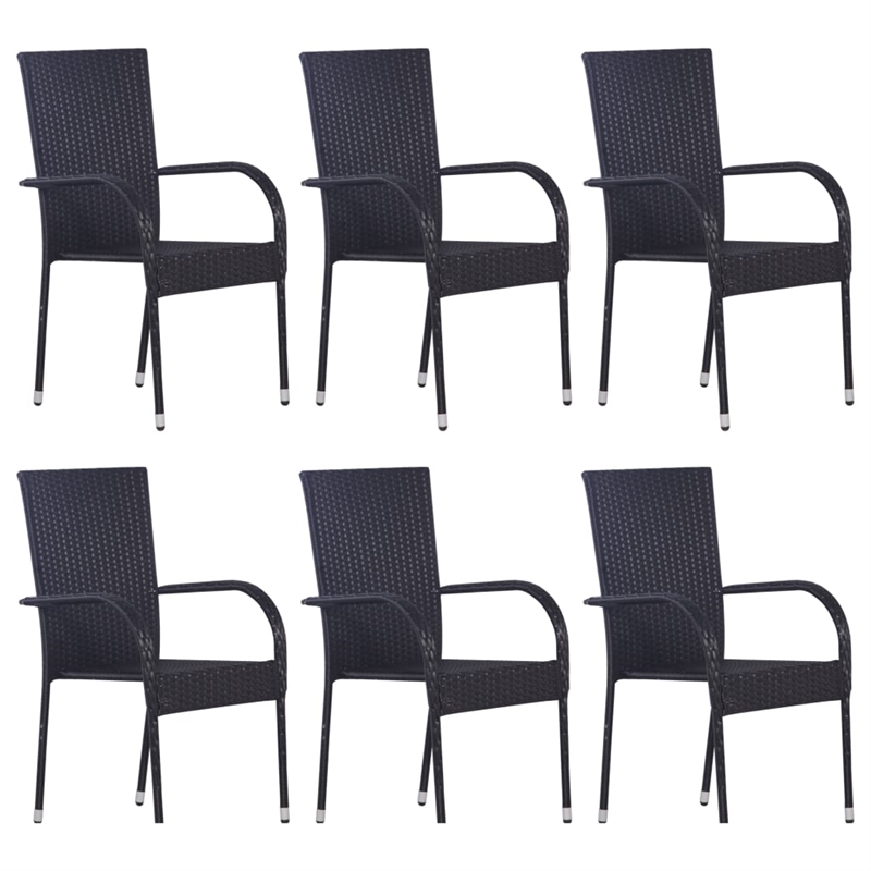 Bowery Hill Contemporary Solid Acacia Wood Stackable Dining Set in Black