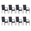 Bowery Hill Solid Acacia Wood/Powder-Coated Steel/PE Rattan Dining Set in Black