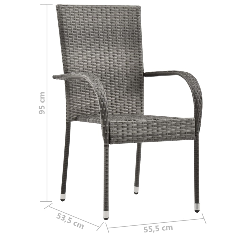 Bowery Hill Solid Acacia Wood Large Stackable Dining Set in Gray