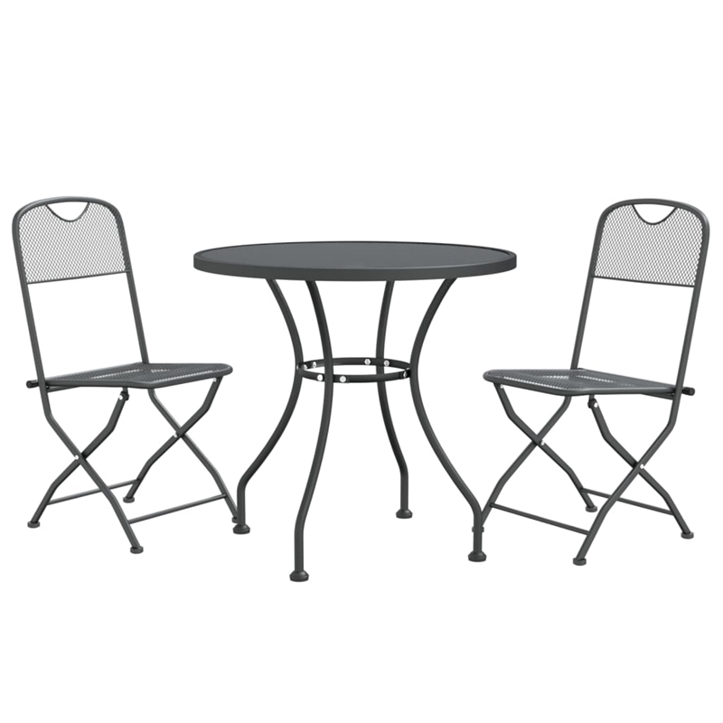 Bowery Hill Expanded Metal Mesh With E-Coating Garden Dining Set - Gray