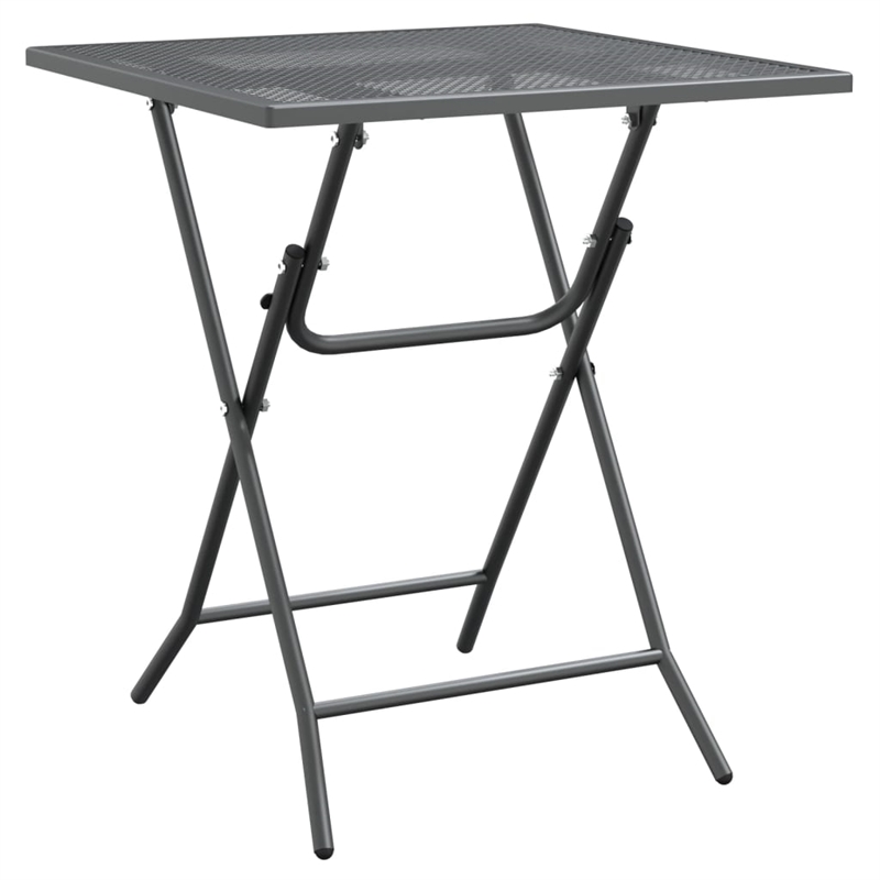 Bowery Hill Expanded Metal Mesh Foldable Garden Dining Set in Anthracite/Gray