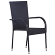 Bowery Hill Solid Acacia Wood Large Stackable Dining Set in Black