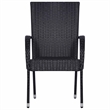 Bowery Hill Solid Acacia Wood Large Stackable Dining Set in Black