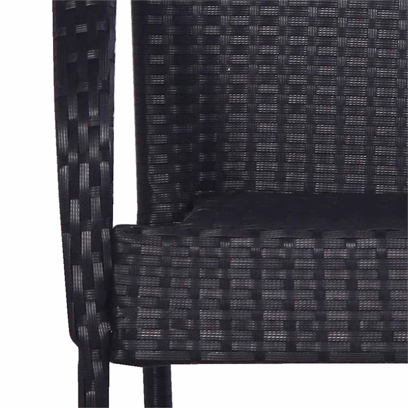 Bowery Hill Solid Acacia Wood Large Stackable Dining Set in Black