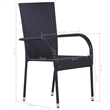 Bowery Hill Solid Acacia Wood Large Stackable Dining Set in Black