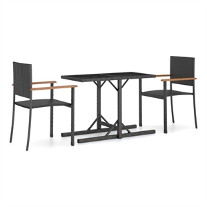 Bowery Hill Contemporary Weather-Resistant Dining Set in Black/Brown