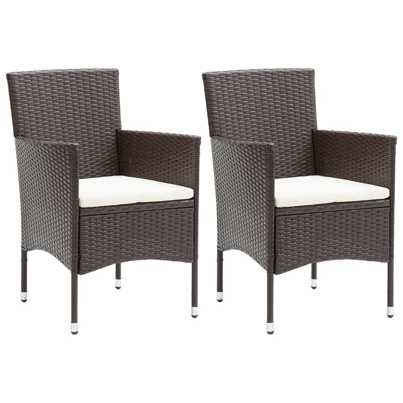 Bowery Hill Contemporary Poly Rattan Dining Set in Brown/Cream White